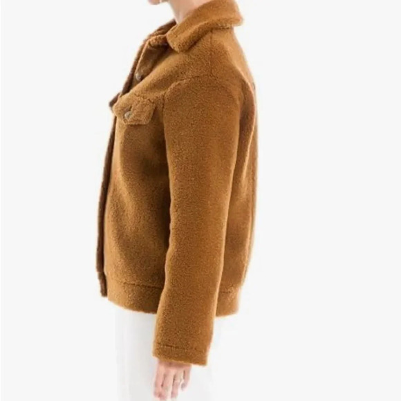 Max Studio caramel teddy faux fleece button front spread collar jacket. NWT. Sm - Picture 3 of 11
